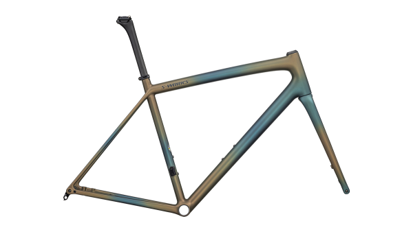 S-Works Aethos Frameset Satin Deep Lake Metallic / Green Pearl + Burnt Gold Metallic Fades / Dark Navy